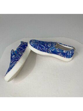 Lilly Pulitzer Women Size 6 Julie Blue Paisley Print Slip On Canvas Shoes